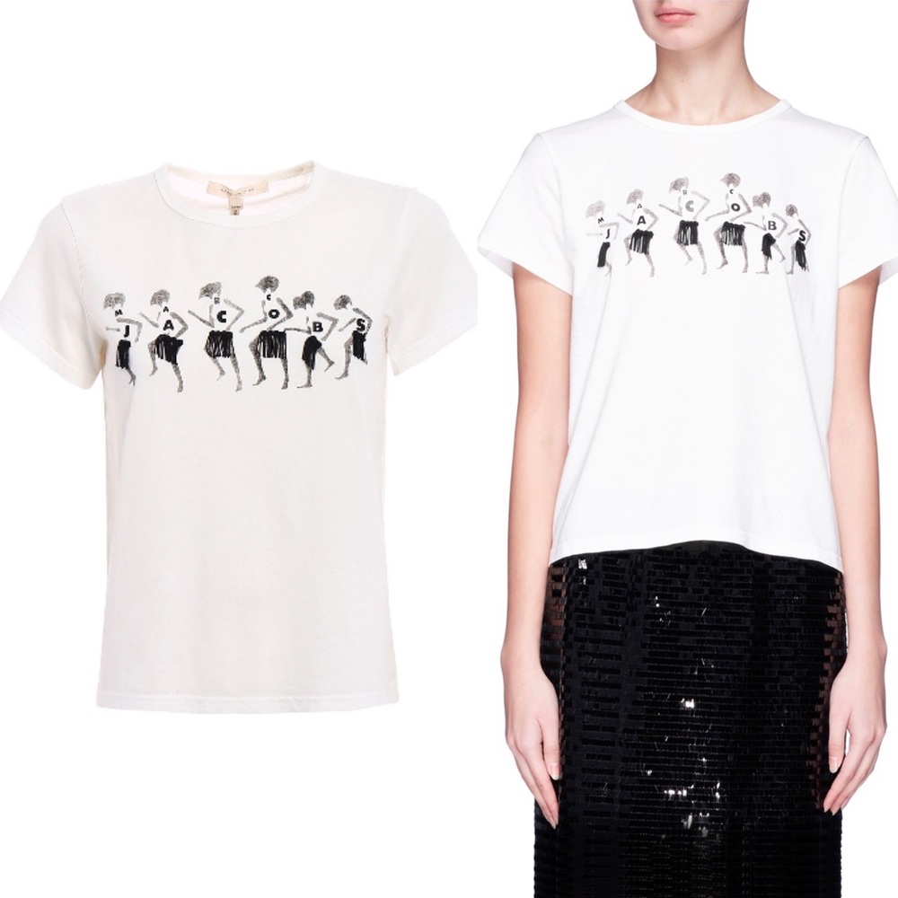 Marc Jacobs Authentic Dancing Graphic Tee Shirt T-Shirt Ivory